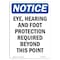 Signmission OSHA Notice Sign, Eye Hearing And Foot Protection, 10in X 7in Rigid Plastic, 7" W, 10" H, Portrait OS-NS-P-710-V-12369 - alternate 1